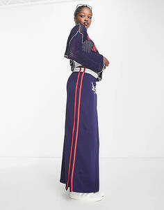 Темно-синяя спортивная юбка миди с эластичной резинкой на талии Jaded London
