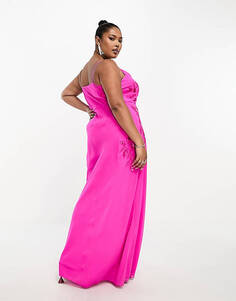 Ярко-розовое платье макси с воротником-хомутом Hope &amp; Ivy Plus