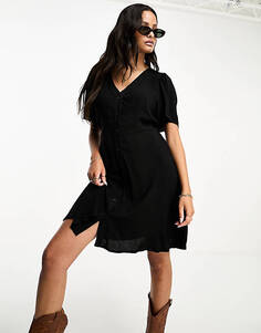 Черное мини-платье с пуговицами Vero Moda