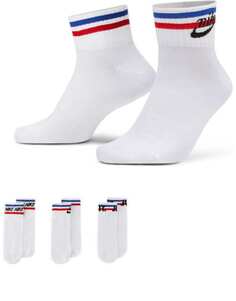Комплект из трех белых носков до щиколотки Nike Essential