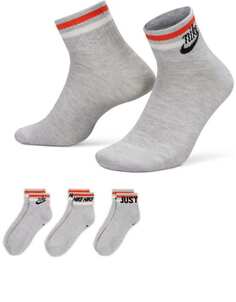 Набор из трех серых носков до щиколотки Nike Everyday Essential Essential