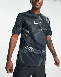 Черная футболка с принтом Nike Training Glitch Camo dri-FIT