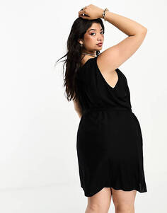 Черное мини-платье без рукавов с пуговицами Vero Moda Curve
