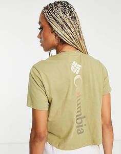Укороченная футболка цвета хаки с принтом на спине Columbia Unionville эксклюзивно на ASOS