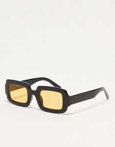 Солнцезащитные очки Pull&amp;Bear черные с оранжевыми линзами