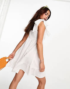 Белое платье мини с завязками на плечах Vero Moda