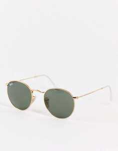 Золотые круглые солнцезащитные очки Ray-Ban