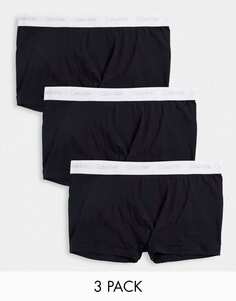 Черные хлопковые эластичные плавки из трех штук Calvin Klein Big &amp; Tall