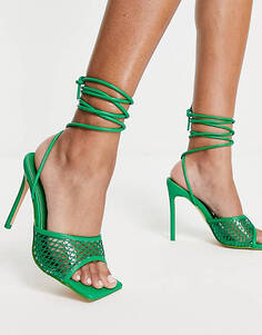 Зеленые босоножки на каблуке Public Desire Wide Fit Spring Green