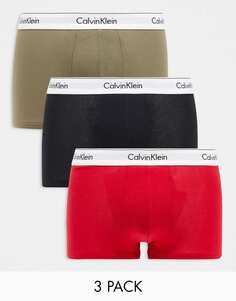 Разноцветные хлопковые эластичные плавки из трех штук Calvin Klein