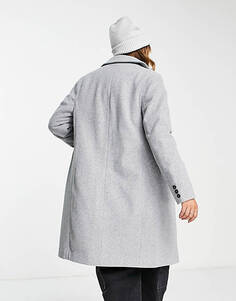 Серое пальто на пуговицах с подкладкой и пуговицами New Look