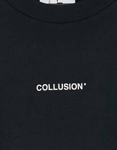 Черная футболка унисекс с пламенным логотипом COLLUSION