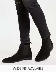 Черные замшевые ботинки челси ASOS DESIGN на черной подошве