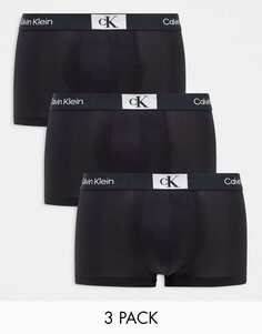Черные хлопковые плавки с низкой посадкой из трех пар Calvin Klein CK 96