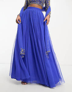 Синяя сетчатая юбка макси lehenga ASOS DESIGN