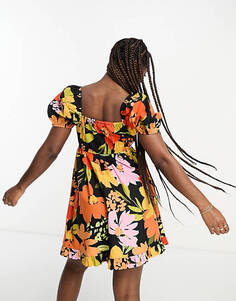Свободное платье в стиле бэби-долл из поплина Miss Selfridge с крупным цветочным принтом