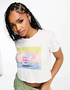 Кремовая укороченная футболка с логотипом в виде пузырьков Levi&apos;s Homeroom Levis