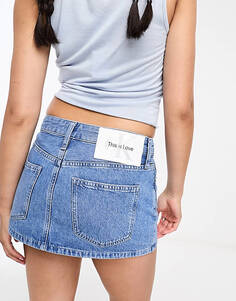 Голубая джинсовая мини-юбка микро Calvin Klein Jeans Pride