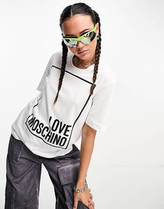 Белая футболка с логотипом Love Moschino