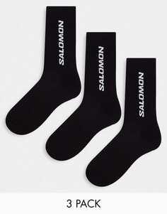 Набор из трех повседневных черных носков унисекс Salomon