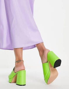 Светло-зеленые босоножки на каблуке из искусственной кожи Rule London Hope - MGREEN