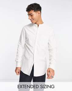 Белая оксфордская рубашка узкого кроя с дедушкиным воротником ASOS DESIGN