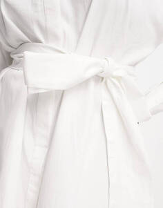 Белое платье-рубашка мини с завязкой на талии Pretty Lavish Curve Unknown