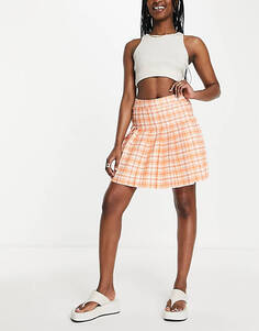 Теннисная юбка в клетку New Look с оранжевым узором