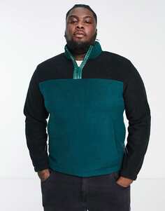 Бирюзовый флисовый пуловер с молнией 1/4 Threadbare Plus borg