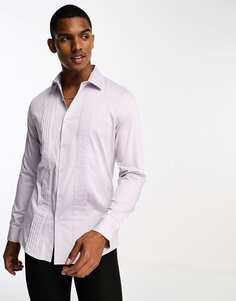 Узкая сатиновая рубашка со складками спереди ASOS DESIGN бледно-сиреневого цвета