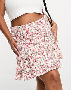 Ярусная мини-юбка Glamorous Curve с винтажным цветочным принтом