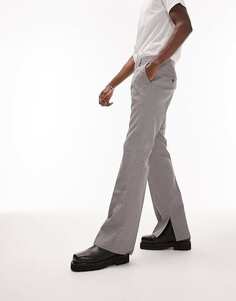 Черно-белые фактурные брюки прямого расклешенного кроя Topman