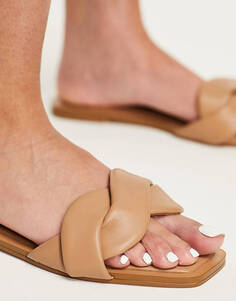 Светло-коричневые сандалии с перекрестными ремешками Stradivarius