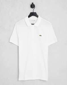 Белая рубашка-поло узкого кроя из пике Lacoste