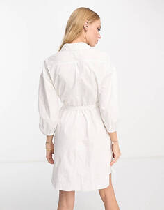 Белое платье-рубашка с поясом River Island