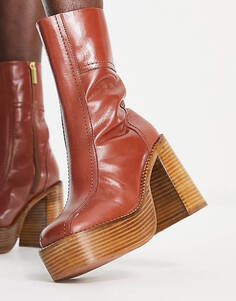 Светло-коричневые кожаные ботинки на платформе ASOS DESIGN Romeo