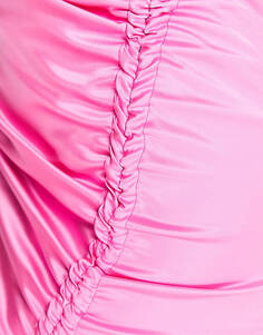 Розовая мини-юбка со сборками из эластичного атласа ASOS DESIGN