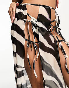 Объемная юбка с двойным разрезом и зеброй ASOS DESIGN