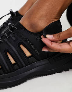 Черные массивные гибридные походные сандалии Calvin Klein Jeans