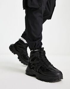 Черные высокие кроссовки с резиновыми вставками и технической подошвой ASOS DESIGN