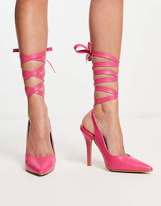 Розовые туфли на каблуке с ремешком на щиколотке RAID Wide Fit Ishana