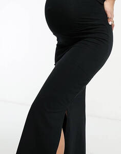 Черная трикотажная юбка макси Mamalicious Maternity Mama.Licious