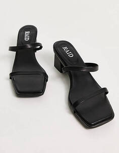 Черные босоножки на среднем каблуке с ремешками RAID Wide Fit Frieda