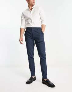 Элегантные суперузкие брюки темно-синего цвета в горошек ASOS DESIGN