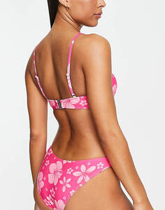Розовые тропические плавки бикини с v-образным вырезом New Look
