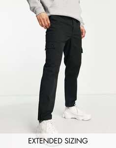 Черные зауженные брюки карго с застежками ASOS DESIGN