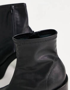 Черные ботинки на платформе из искусственной кожи Pull&amp;Bear