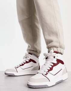 Белые высокие кроссовки в стиле ретро с красными деталями ASOS DESIGN