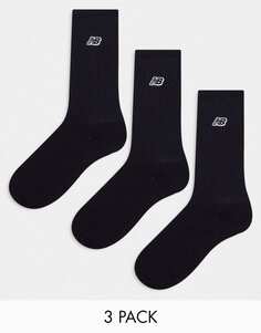 Набор из 3 черных носков с вышитым логотипом New Balance