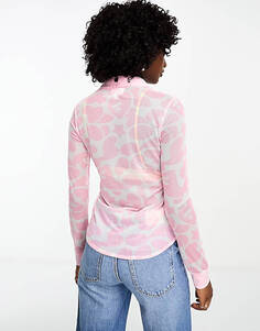 Розовая сетчатая рубашка с длинными рукавами и принтом APEE by A BATHING APE